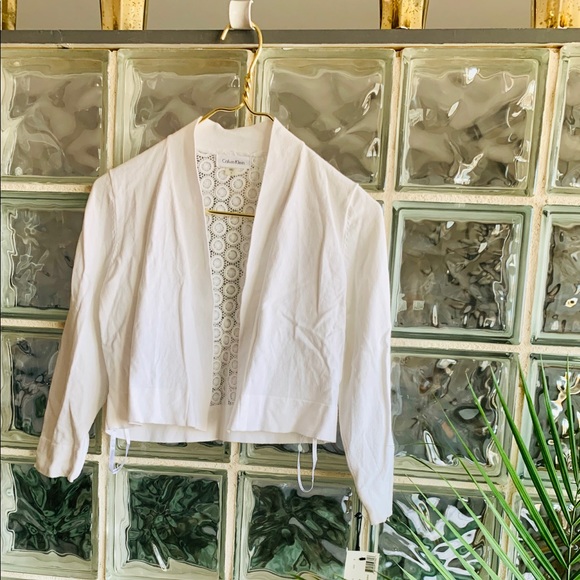 Calvin Klein Sweaters - Calvin Klein Cropped Open-Front Eyelet Cardigan